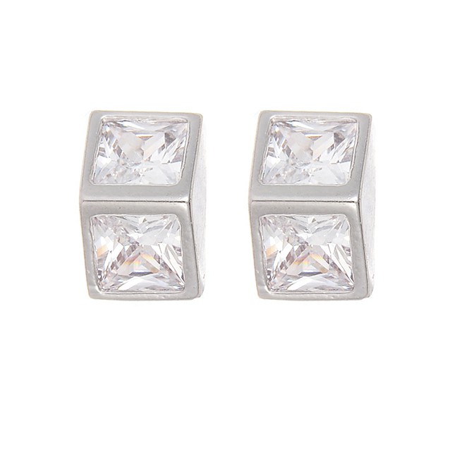 LRC Anting Tusuk Fashion Color Square Shape Diamond Decorated