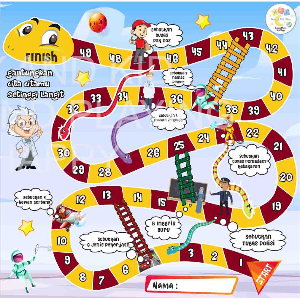 ULAR TANGGA SUPER JUMBO EDUKASI ISLAMI BONUS DADU DAN FLASHCARD EDUKASI