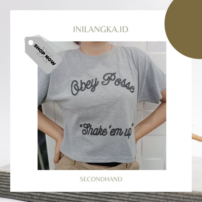 PRELOVED kaos croptee abu obey