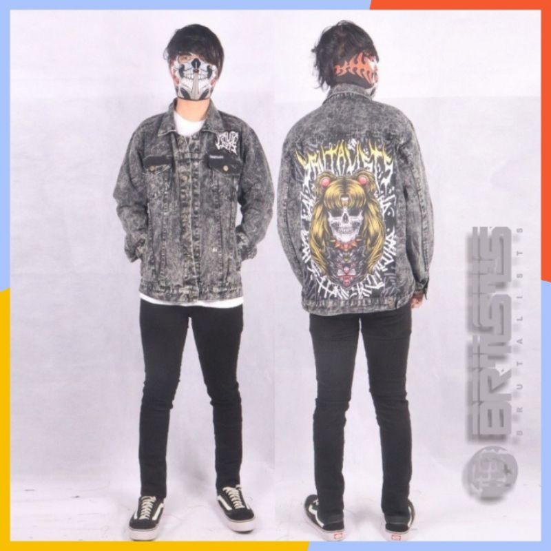 Jaket Jeans Pria Motif Tengkorak - Jaket Denim Pria Premium Quality