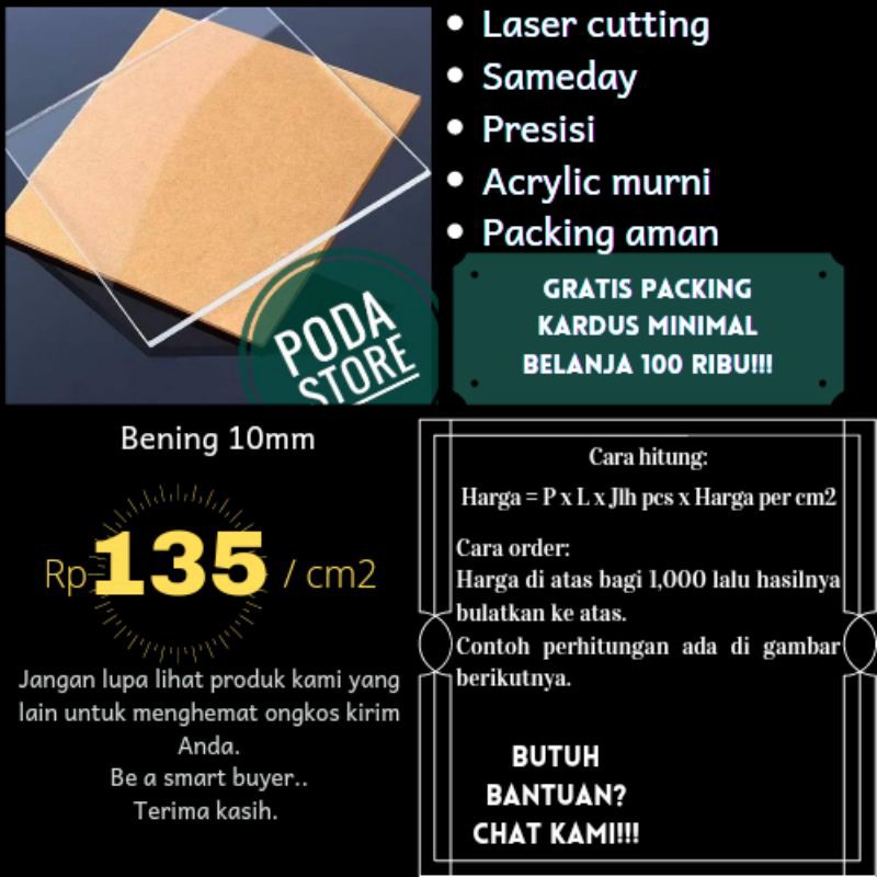 Acrylic Bening 10 mm Custom / Akrilik bening 10mm