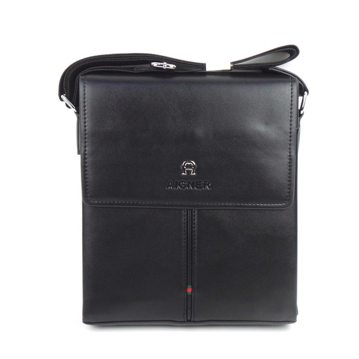 FREE ONGKIR Tas Kulit Pria Slimbag Bodybag Import Branded - AIGNER TRSG BLACK