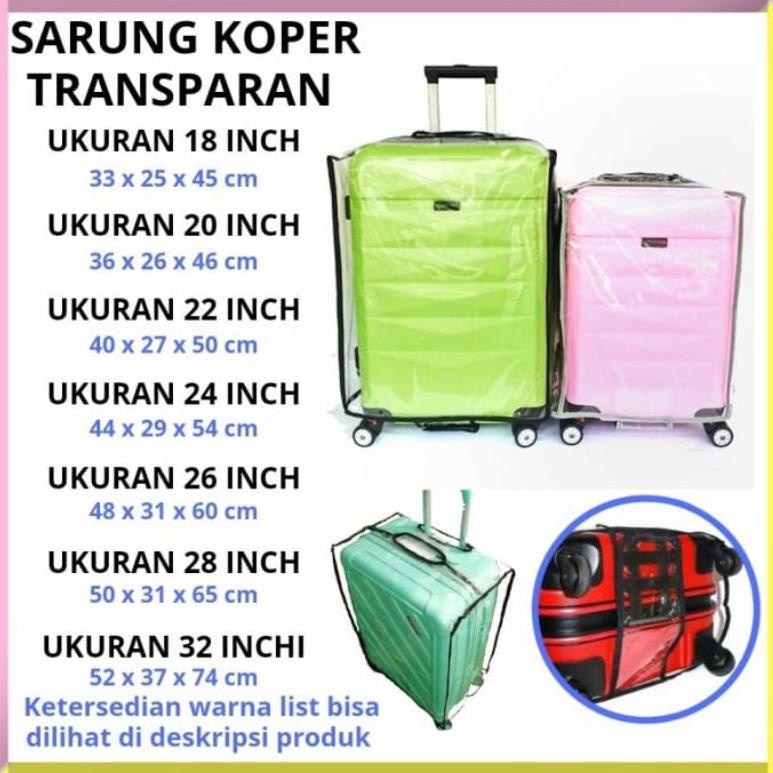 SARUNG KOPER / PELINDUNG KOPER / COVER KOPER / MIKA TRANSPARAN , 20 ,24 , 28 inch - List Hitam. AbuL