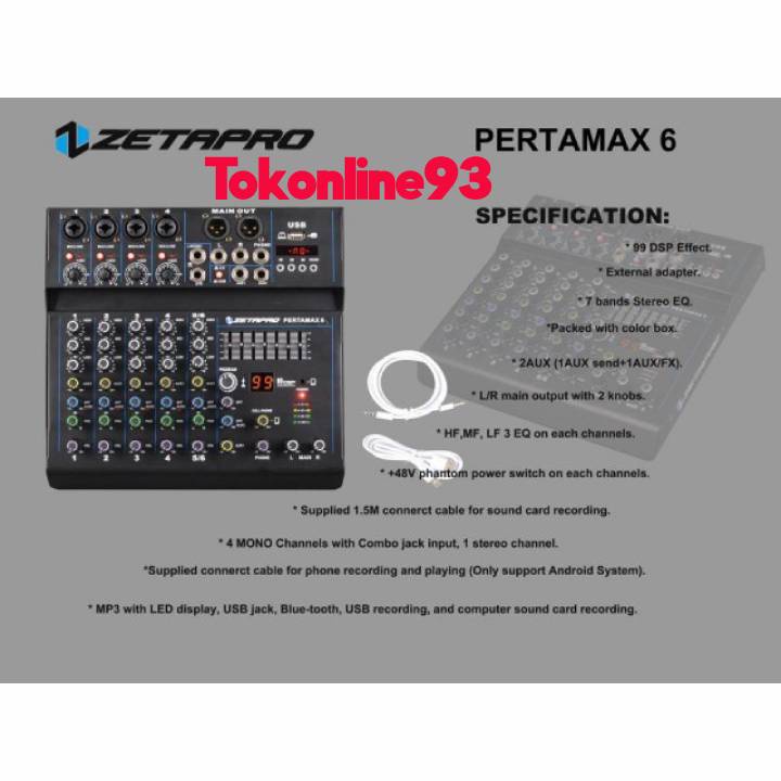 Mixer Audio Zetapro Pertamax 6 Pertamax-6 Mixer 6 Channel Original