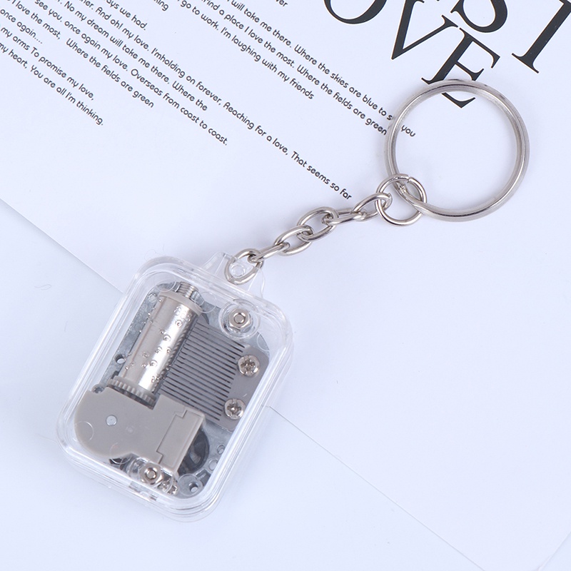 1pc Diy Kotak Musik Mekanik Logam Tangan Engkol Keyring Gantungan Kunci Hadiah