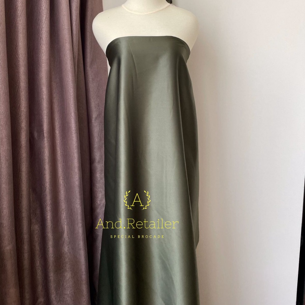 Kain Satin Velvet Premium Warna Hijau Army Bahan Seragaman Bahan Furing Bisa untuk Background Backdrop Foto Produk