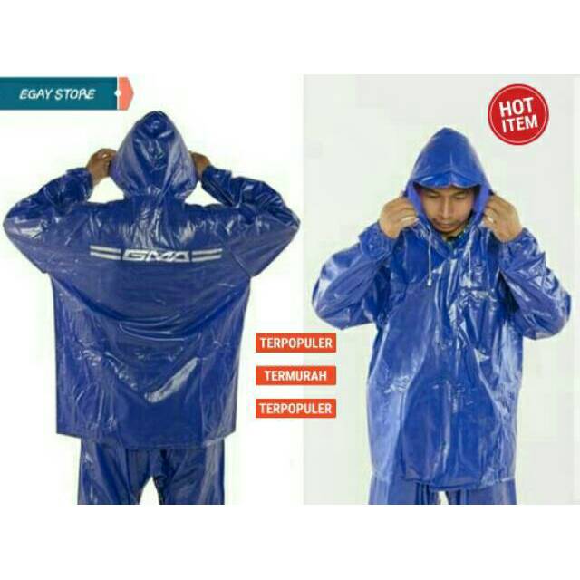 JAS HUJAN PRIA COWOK DEWASA SETELAN CELANA TEBAL ANTI TEMBUS REMBES AIR RAINCOAT WATERPROOF GMA