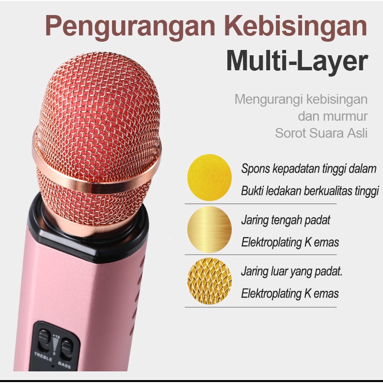 ITS K6 Microphone Wireless Koneksi Bluetooth Karaoke Mikrofon Speaker Ganda Portable KTV Mikropon