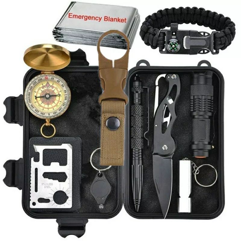 Peralatan Survival Kit 11in1 EDC Tool Multifunctional First Aid SOS Tools