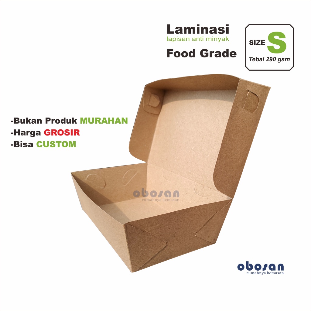 Paper Lunch Box Size S  290gsm Laminasi Dus Snak Nasi Ayam Goreng Mie Dimsum Ayam Geprek Takoyaki St