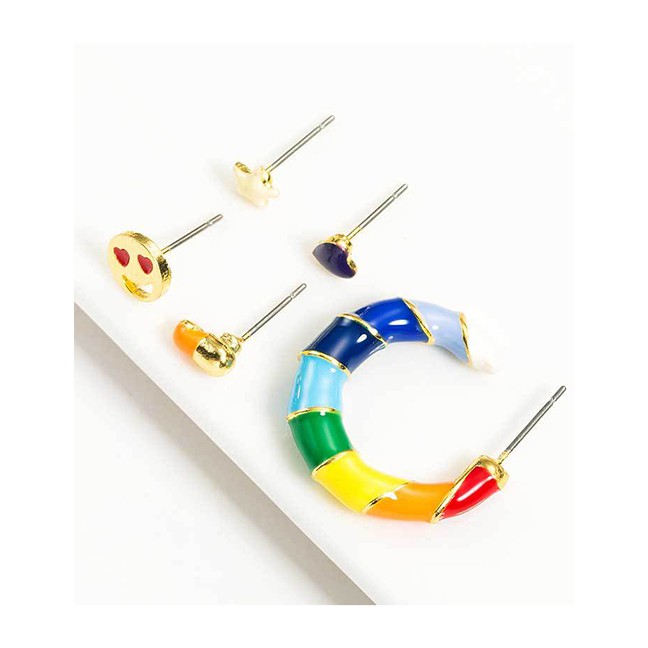 LRC Anting Tusuk Fashion Color Irregular Geometric Earrings D28837