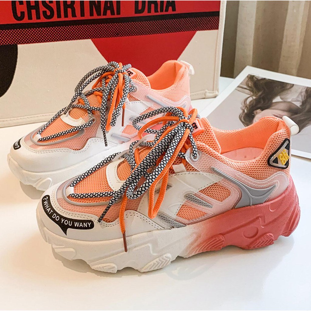 ( COD ) Sneakers Wanita olahraga Sepatu Import Sepatu cewek Sol pelangi