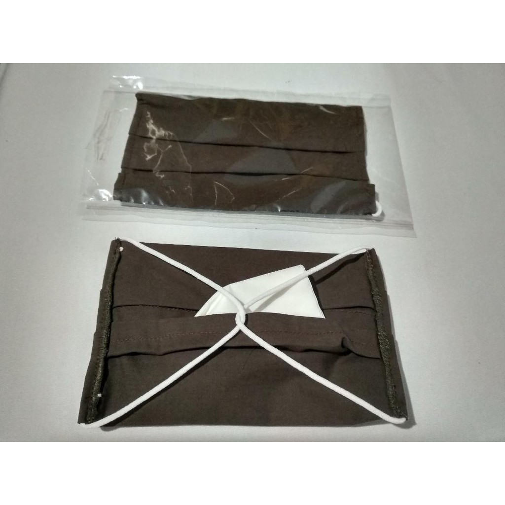 MASKER KAIN POLOS WARNA COKLAT TUA