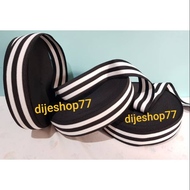 Karet elastis motif 4cm/Rib Jaket/Rib stretch/Salut Hitam Putih
