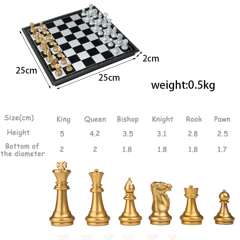 【25x25 cm】Papan Catur Magnet Lipat/Chess Magnetic Board Game 32 Chess Pieces/Papan Catur Magnet