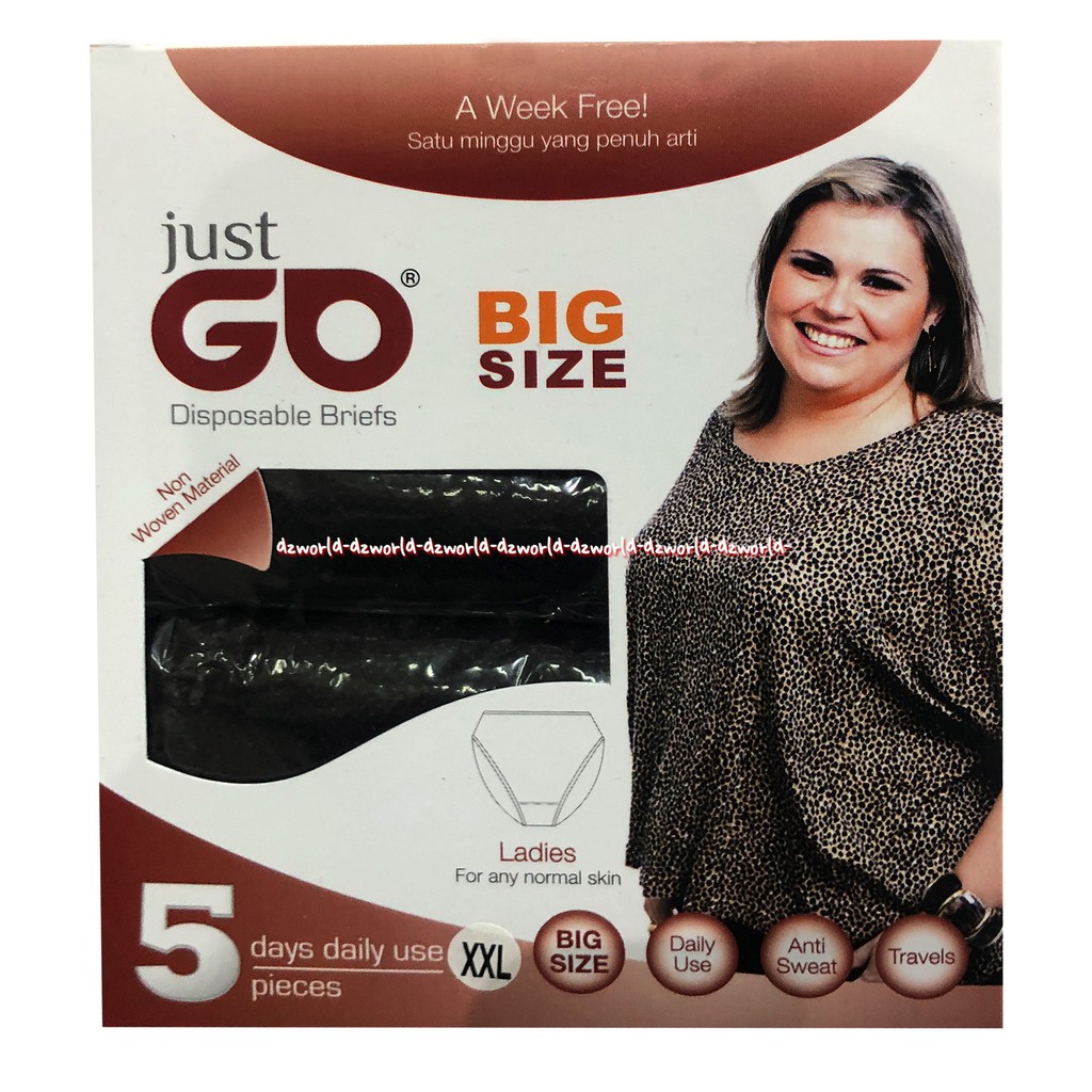 Just Go Big Size XXL Celana Dalam Wanita Perempuan Cewek Warna Hitam Black Justgo Ukuran Jumbo Besar