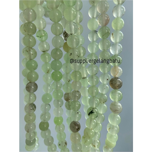 bahan batu kuarsa hijau green quartz 8mm healing yoga therapy craft