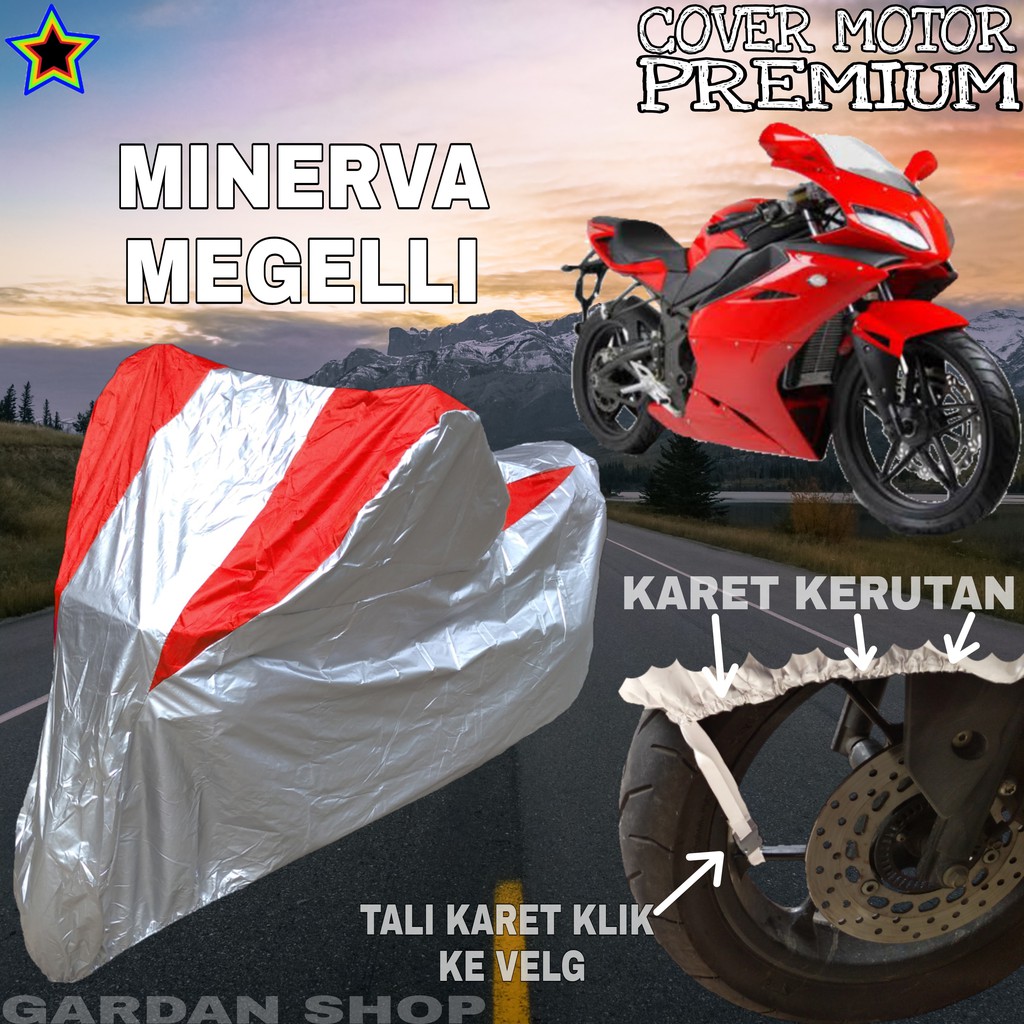 Sarung Motor MINERVA MEGELLI Silver MERAH Body Cover Penutup Motor Minerva Megelli PREMIUM