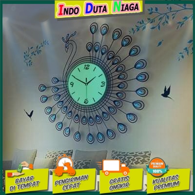 SAFEBET Jam Dinding Bulat Quartz Clock Diamond Peacock 53CM - H19