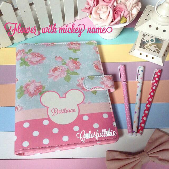 

Binder flower with mickey name