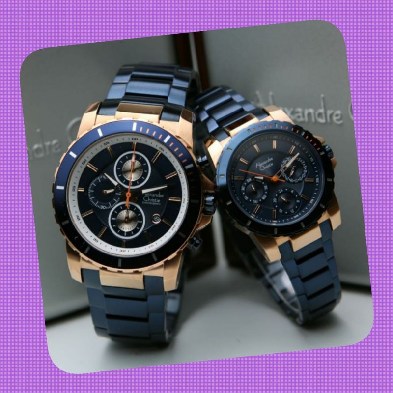 Jam Alexandre Christie AC 6141 RoseGold Blue COUPLE