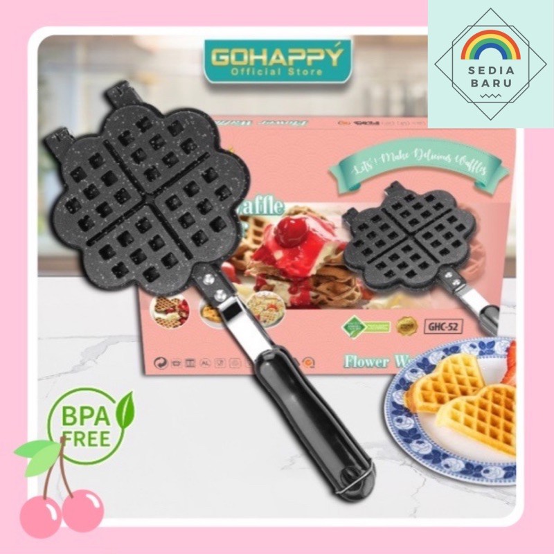 Cetakan Waffle bentuk bunga Gohappy - flower waffle maker