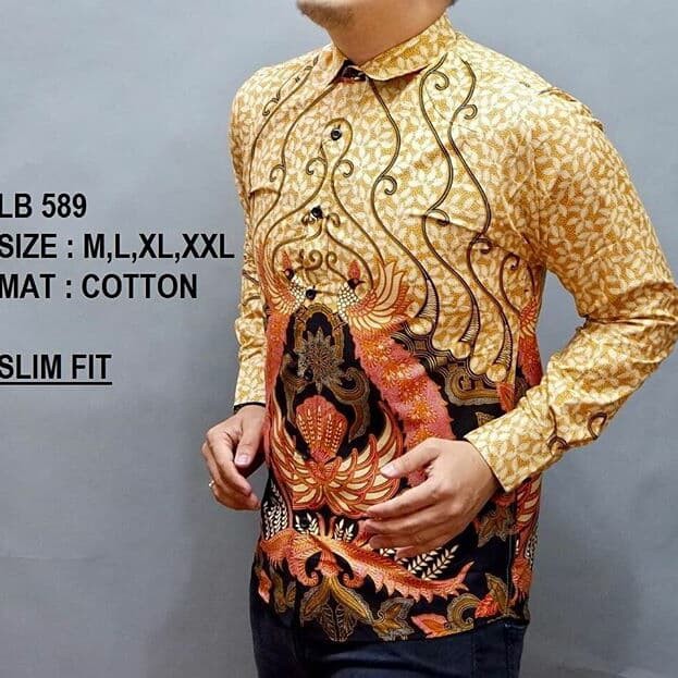 LB589 KEMEJA BATIK PRIA SLIM FIT MEWAH UNIK BAJU BATIK PRIA BEST SELLER