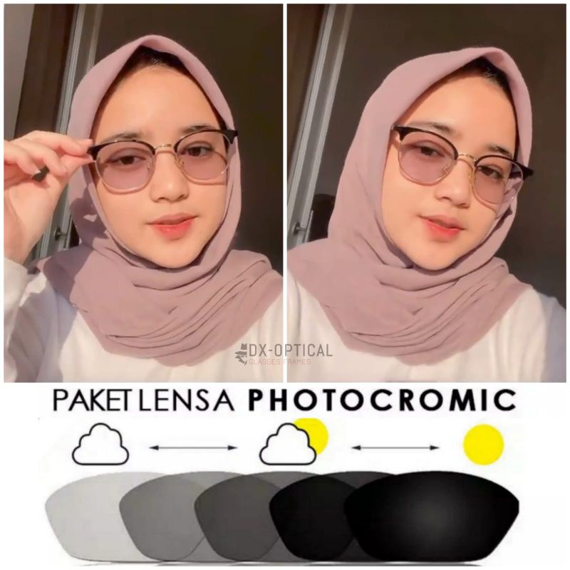 PAKET LENSA PHOTOCROMIC | Frame Kacamata Morena 6214 | Frame Kaca Mata Wanita Bulat | Kcmt Terbaru