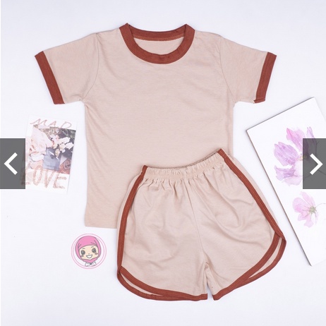 Set Ringer Tee Earth Tone Series / Setelan Anak Katun 0-5 Thn / Playset / Basic Tee Hotpants