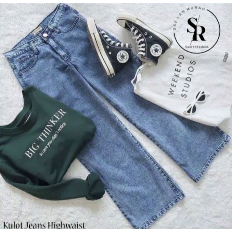 Celana Jeans Kulot Snow /Boyfriend Kulot Tebal