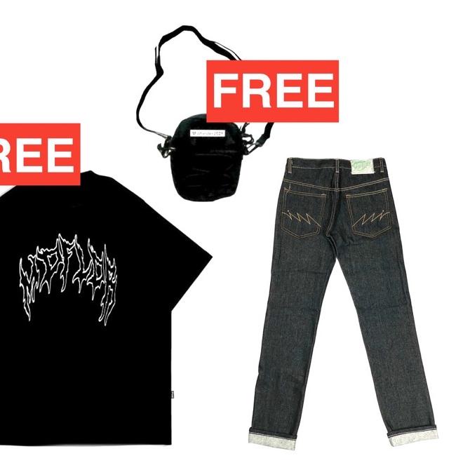 Best Seller Jeans Selvedge white line Raw denim 14oz ( bonus tshirt dan shoulderbag ) <<