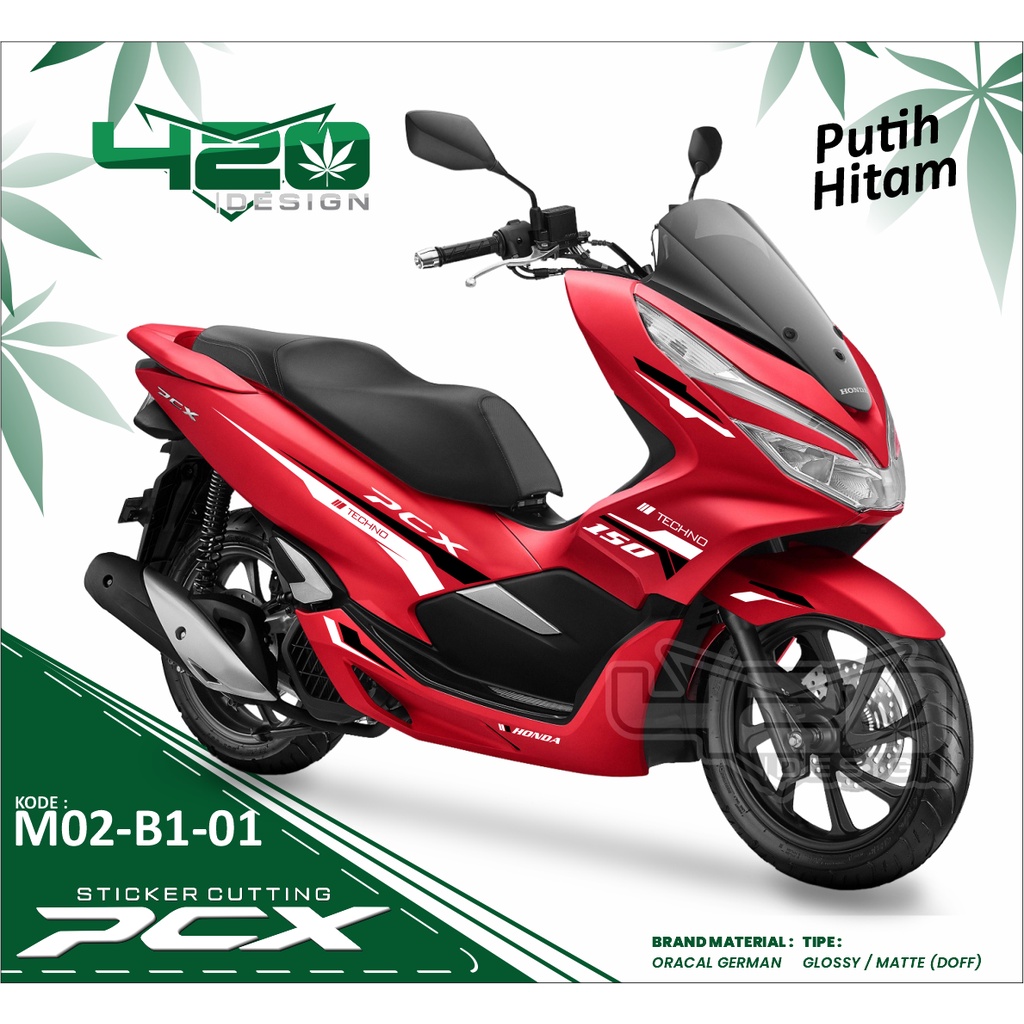CUTTING Sticker PCX 150  KOMBINASI PUTIH HITAM - Cutting Stiker PCX Striping PCX - KODE PCXM