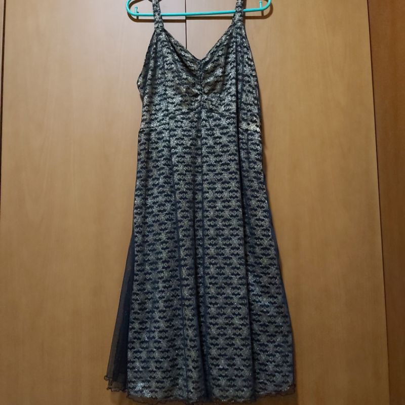 Dress XXXL gaun pesta gold black big size jumbo big sissy