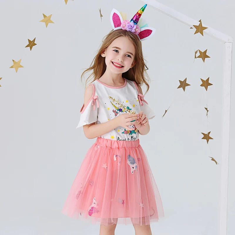 Setelan Baju Unicorn Pink Putih Sabrina Rok Tutu Import Murah - dress unicorn - rok unicorn