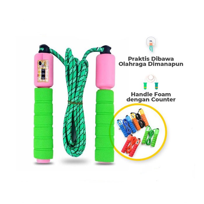 Jump Rope Skiping Soft Handle with Counter / Tali Lompat Skipping Dengan Penghitung Loncatan / Tali Skipping Lompat tali