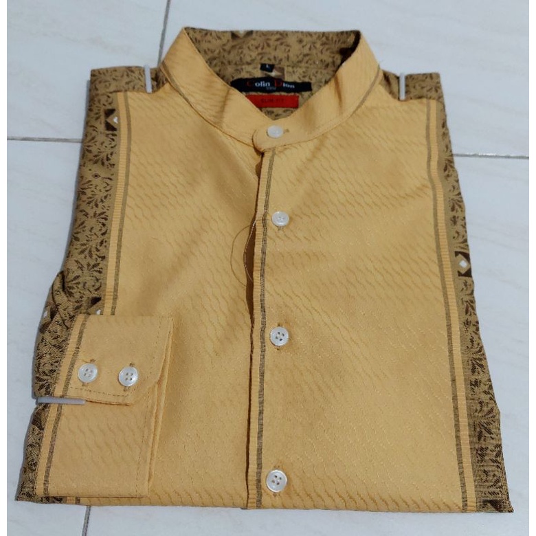 Baju Kemeja Koko Pria Muslim Lengan Panjang Hem Kurta Gamis SALEM PEACH CDK23 Colin Dion