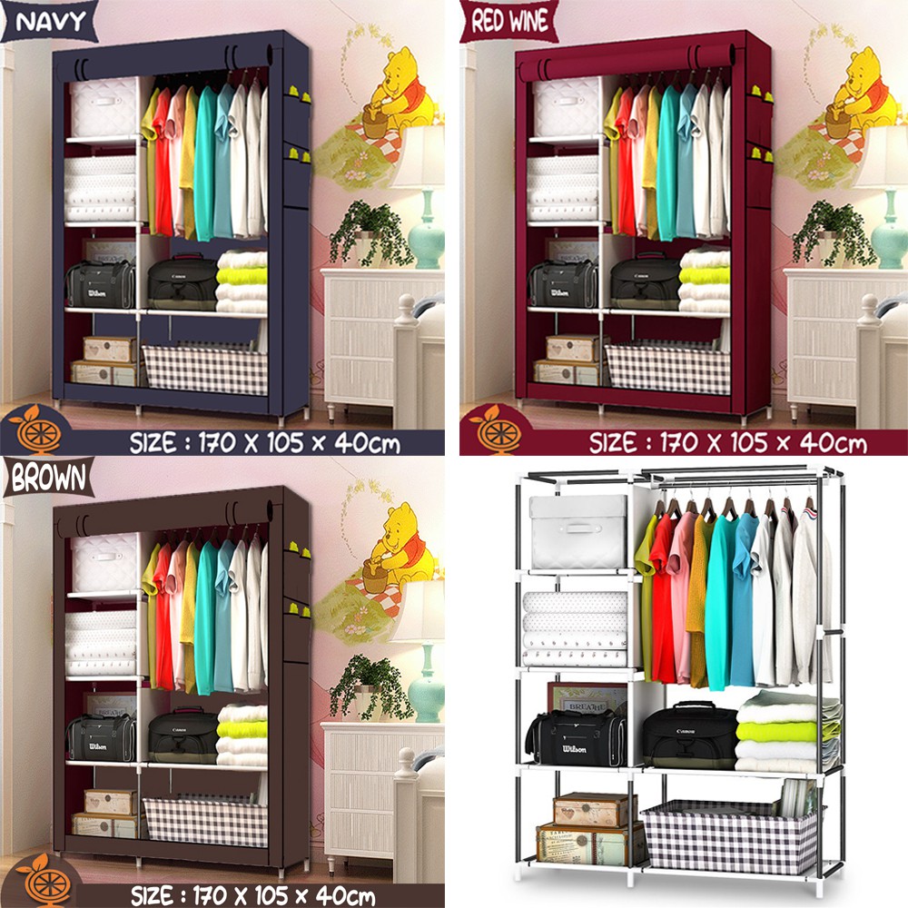 Lemari pakaian Lemari Portable tempat penyimpanan baju lemari kain 45cm X 9m5Nt Lemari Murah