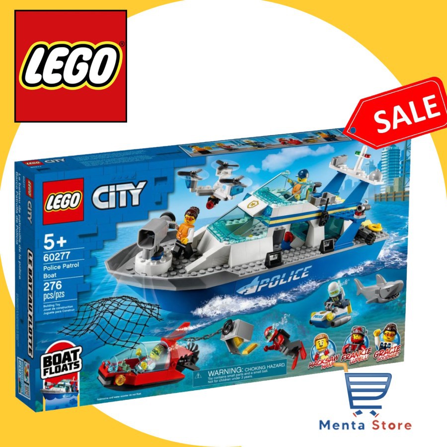 LEGO City 60277 Police Patrol Boat Floats Mainan Kapal Polisi Easy
