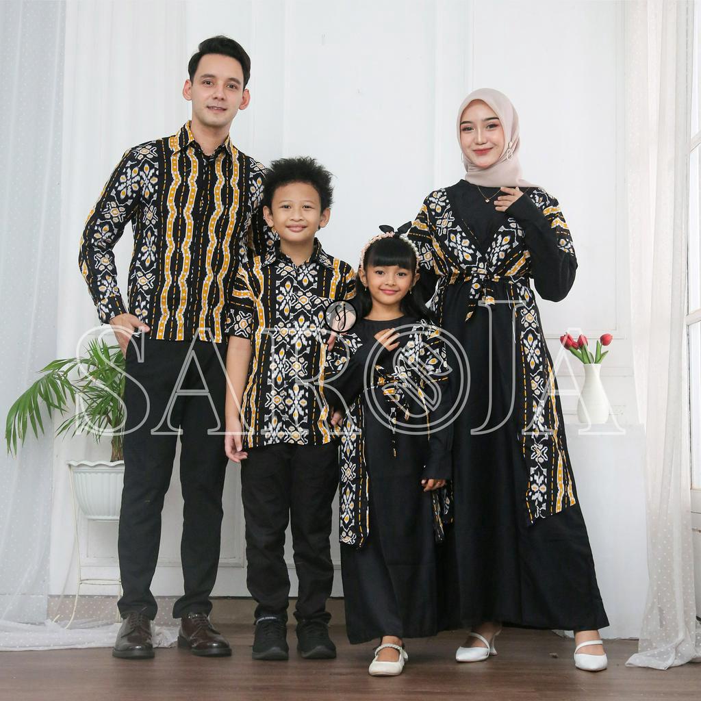 SAROJA | Couple Batik Keluarga Songket Dua Kuning | Baju Couple Pasangan | Baju Couple Keluarga Ayah Ibu Anak | Sarimbit Batik Keluarga 2025