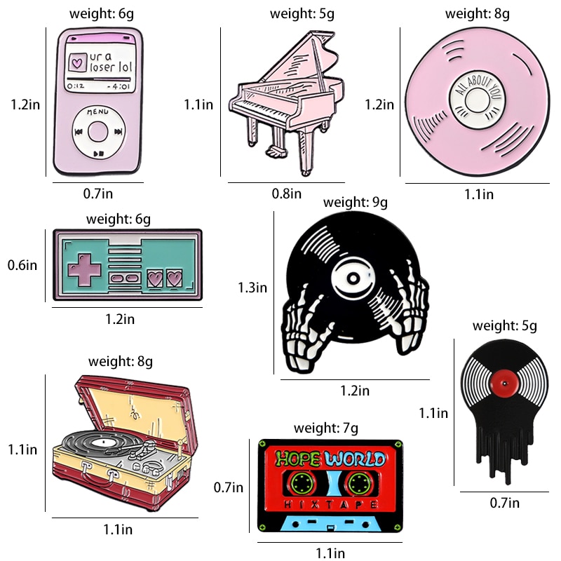 Bros pin Enamel Bentuk Kotak Musik MP3 Player / Radio / CD / Jukebox / Phonograph