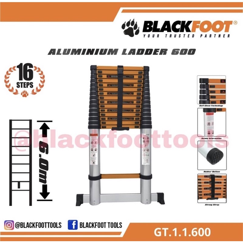 tangga teleskopik 6m blackfoot / tangga lipat teleskopik 6m blackfoot / tangga telescopic 6m blackfoot / tangga lipat telescopic 6m blackfoot / tangga lipat alumunium teleskopik / tangga ladder single teleschope blackfoot / tangga teleskopik murah