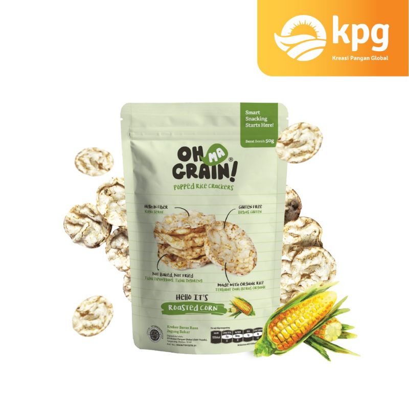 Oh Ma Grain! - Popped Rice Crackers 50gr - Cemilan Anak Non-MSG