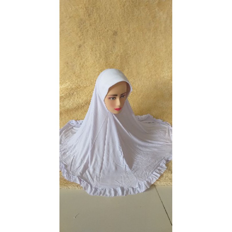 Kerudung/Hijab Instan Putih Polos/Hijab Renda