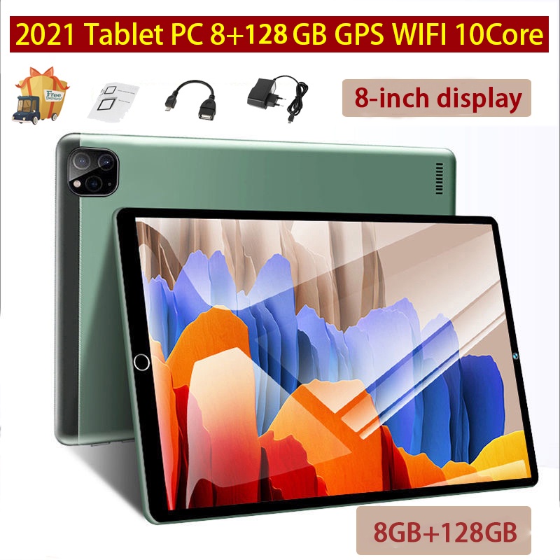 【Hot Sale】 2023 Brand New Android Tablet 8GB+128GB Android Dual SIM WPS+GPS Supports Online Lessons, Video Calls