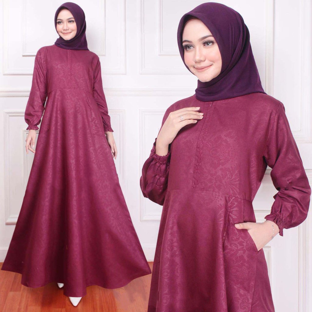 Gamis Lebaran Terbaru Polos Citra Embos XL Baju Gamis Wanita Modern Gamis Kondangan Gamis Pesta