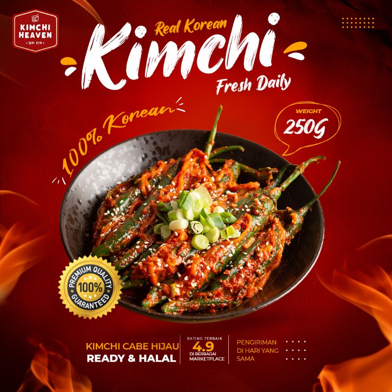 

Gochu Kimchi 250g/ Kimchi Cabe Hijau Korea/ Green Pepper Kimchi Makanan Korea Halal Korean Food Siap Saji Frozen Instant Murah Enak