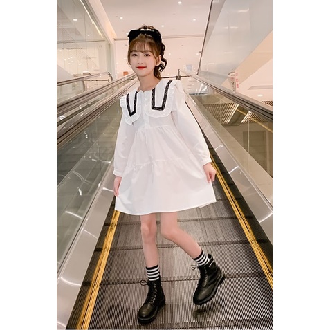 Promo !! Dress import anak cewek / dress sailor polos white ukuran 2-5tahun / Dress anak termurah