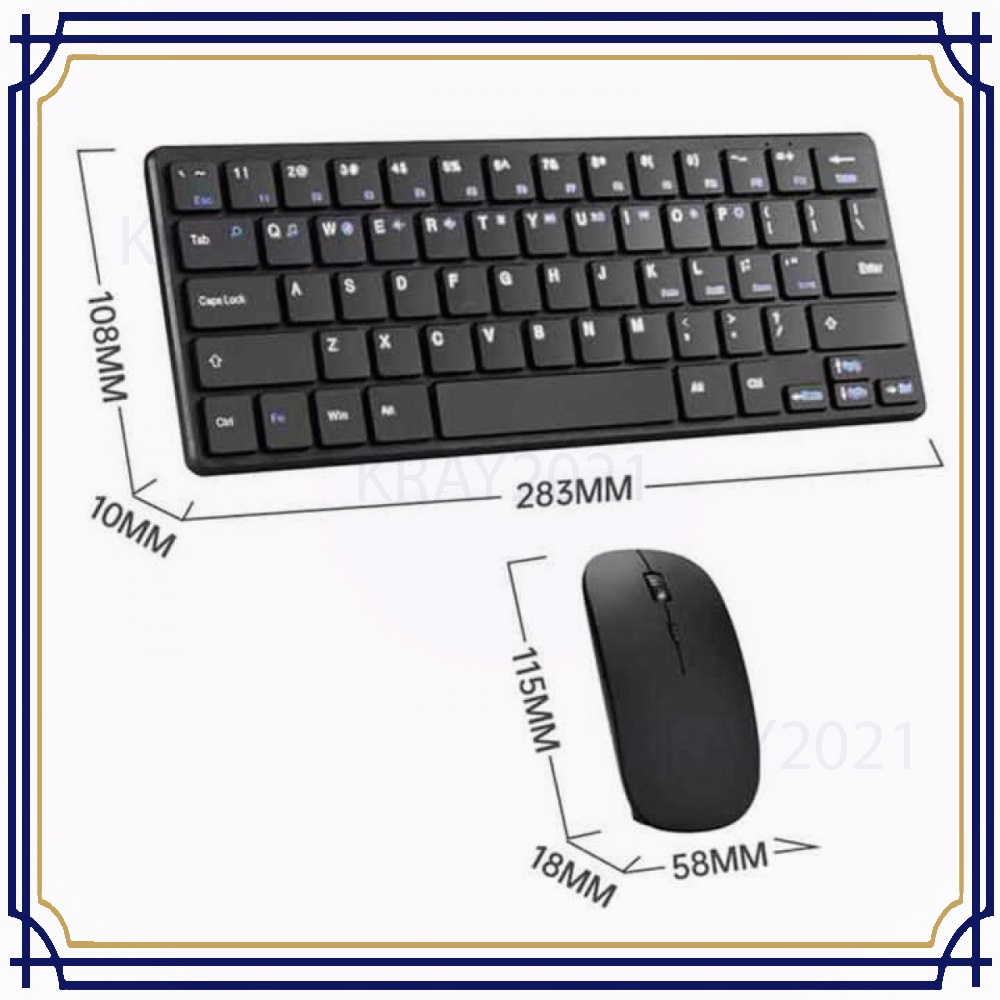 Wireless Keyboard Mouse Combo Ergonomic 64 Keys 2.4GHz JP107