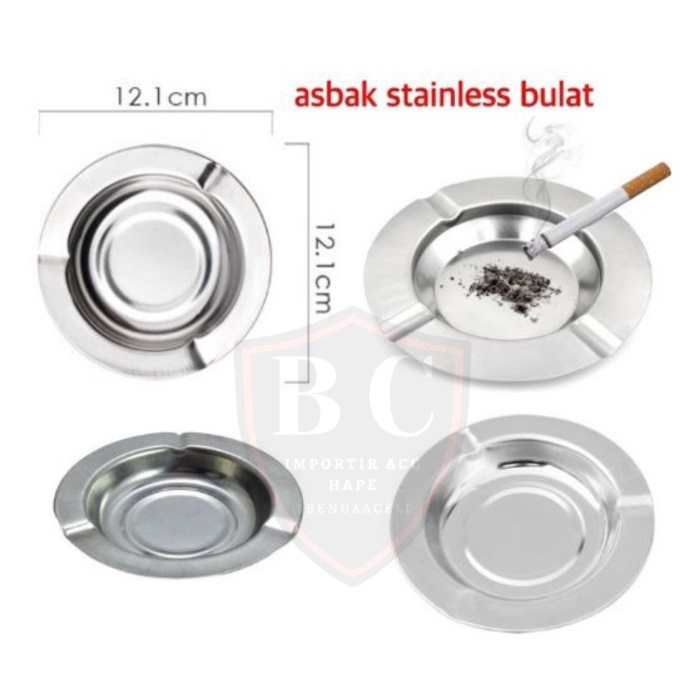 ASBAK STAINLESS 12 CM / ASBAK SENG BULAT STAINLESS ANTI KARAT