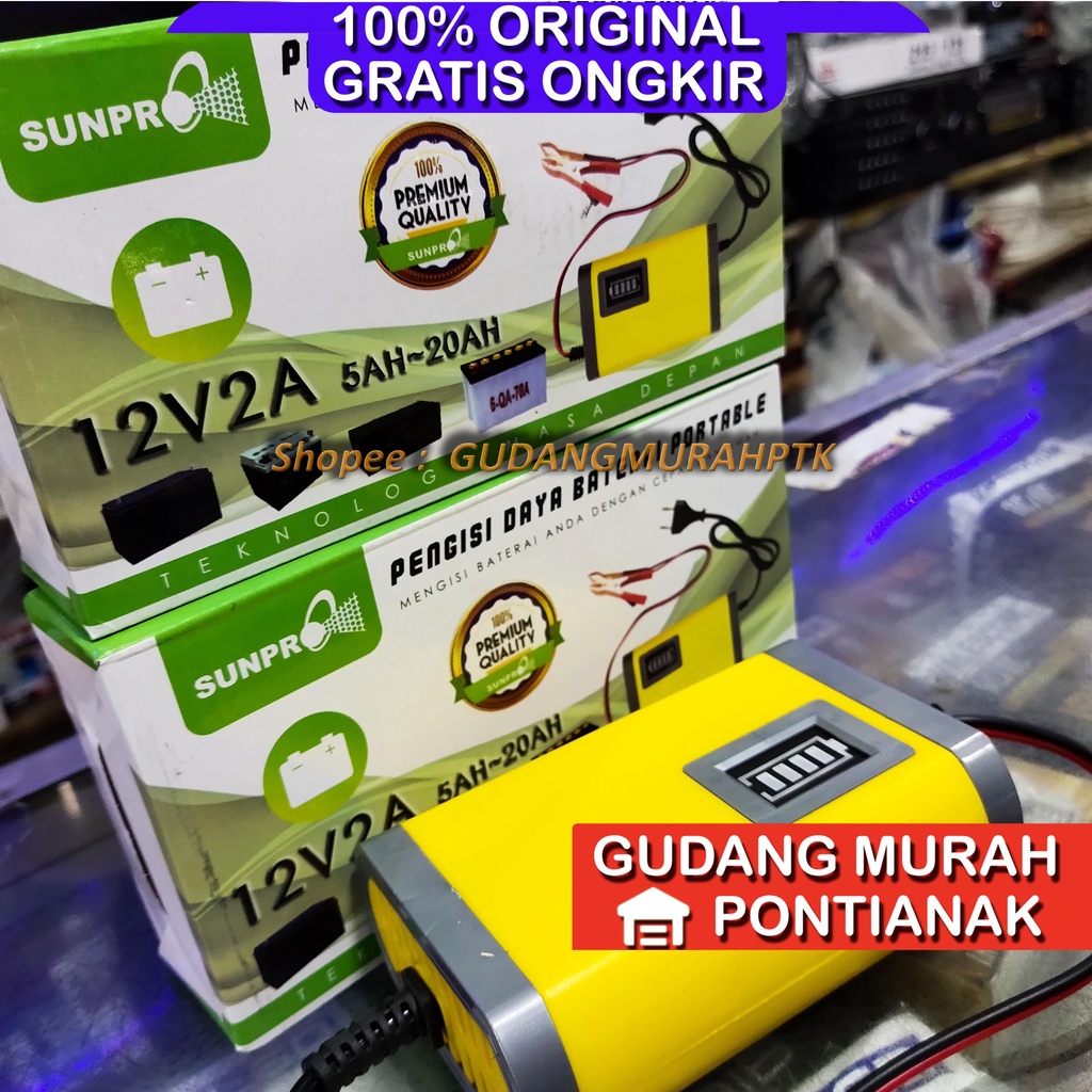 Charger Aki Battery Sunpro 12V2A / Casan Aki Sunpro 12V 2A / Cas Aki